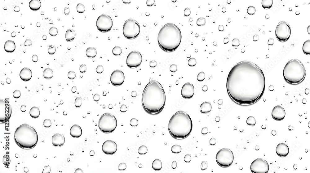 Aufkleber Isolated transparent water droplets floating gently against a clean minimalistic background creating a simple elegant and serene natural composition