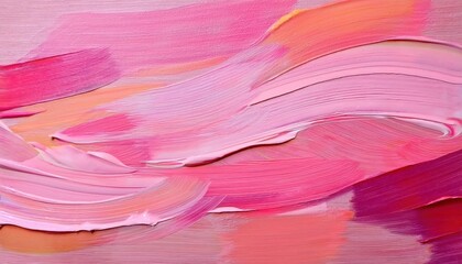 Fototapeta premium close-up of vibrant pink and orange oil paint strokes with smooth texture, abstract artistic background for creative design