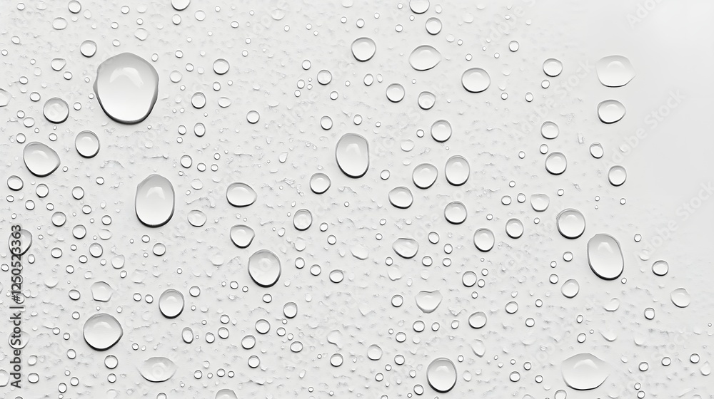 Aufkleber isolated transparent water droplets reflecting light on a clean white minimalist background with stu