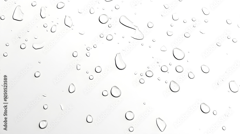 Aufkleber isolated transparent water droplets suspended against a plain white background with a minimalist and