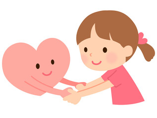 ハートと手をつなぐ女の子　子どものこころ　メンタルケア