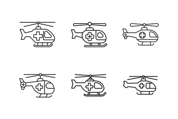 medical helicopter icon line art vector illustration © MST