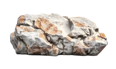 Grey and orange rock isolated on black background, for landscaping or design
