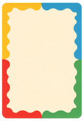 Obraz premium Playful Colorful Wavy Border Frame Background, Hand-Drawn Style, Bright Yellow Blue Red Green Fun Design Element for Kids, Invitations, Cards, Scrapbooking, Back to School Proj