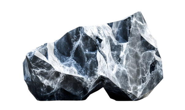 Grey and white rock isolated on black background, for geology or texture use