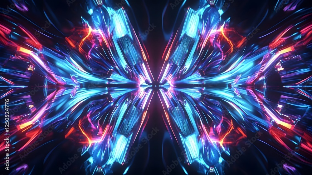 Fototapete Mesmerizing abstract background with an explosive display of vibrant colorful lights and dynamic energetic patterns  Futuristic and technological design with a psychedelic kaleidoscopic effect