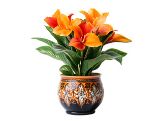 Vibrant orange flower arrangement home decor floral composition indoor space close-up beauty