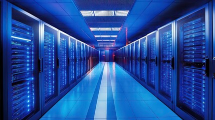 Engineers in the server room use cutting-edge visualization tools to create secure and scalable IT solutions that are also efficient.