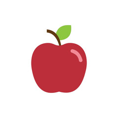 Red apple vector illustration on white background. Fruit that are high in fiber, vitamin C, and antioxidants. 