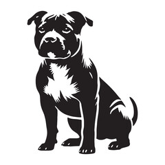 American Staffordshire Terrier silhouette crafted with balance and elegance - American Staffordshire Terrier illustration - minimal American Staffordshire Terrier vector - dog silhouette
