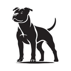 American Staffordshire Terrier silhouette featuring an alert and strong pose - American Staffordshire Terrier illustration - minimal American Staffordshire Terrier vector - dog silhouette
