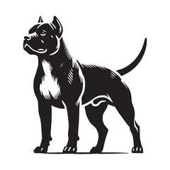 American Staffordshire Terrier silhouette with a poised and confident stance - American Staffordshire Terrier illustration - minimal American Staffordshire Terrier vector - dog silhouette
