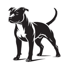 Powerful American Staffordshire Terrier silhouette with bold lines - American Staffordshire Terrier illustration - minimal American Staffordshire Terrier vector - dog silhouette

