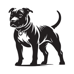 Iconic American Staffordshire Terrier silhouette for versatile use - American Staffordshire Terrier illustration - minimal American Staffordshire Terrier vector - dog silhouette
