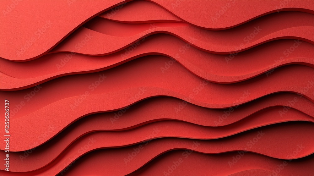 Poster dynamic flow red waves abstract design graphic art studio environment close-up view visual rhythm
