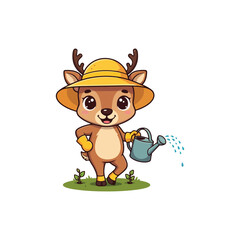 Cute Deer Cartoon Vector Icon Illustration Animal Education Isolated Flat VECTOR