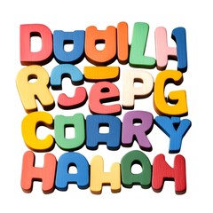 Colorful wooden alphabet puzzle with uppercase letters, smooth edges, and playful design, isolated on white background on white background - Image