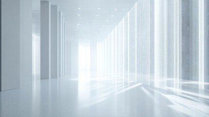 Obraz premium Abstract futuristic bright corridor with illuminated walls and reflections