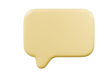 3D Blank Yellow speech bubble pin icon. Dialogue social chat concept. Minimal Empty Speech bubble cloud floating new normal design isolated on transparent background. 3d render.