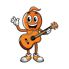 A playful vector silhouette of a musical note character with a cheerful expression,