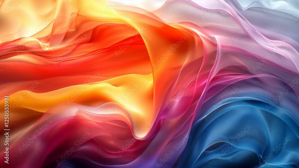 Poster mesmerizing flow of colorful abstract waves in dynamic motion
