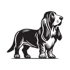 Bold Basset Hound silhouette designed for graphic designers - Basset Hound illustration - minimal Basset Hound vector - dog silhouette
