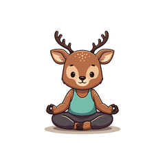 Cute Deer Cartoon Vector Icon Illustration Animal Education Isolated Flat VECTOR