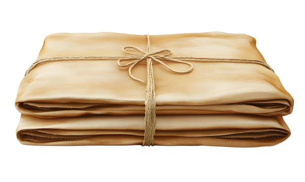 Tied parchment scrolls on rustic background; historical, archival concept