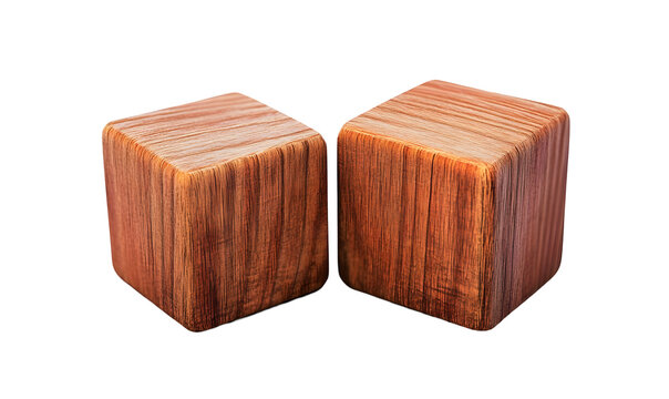 Two wooden cubes isolated on black background, perfect for game or puzzle design