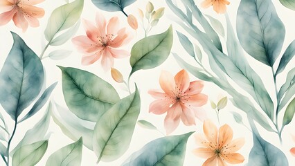 A watercolor illustration featuring soft flowers and leaves in pastel colors.