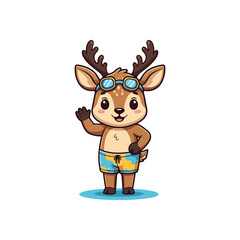 Cute Deer Cartoon Vector Icon Illustration Animal Education Isolated Flat VECTOR