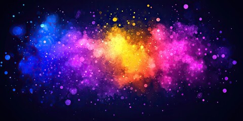 Naklejka premium Colorful nebula, cosmic dust, vibrant explosion, dark background, design element