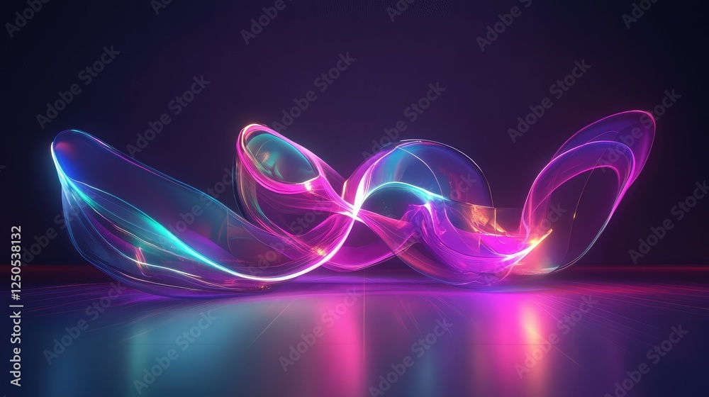 Poster abstract colorful light waves in a dark background creating a dreamy and ethereal atmosphere with gl