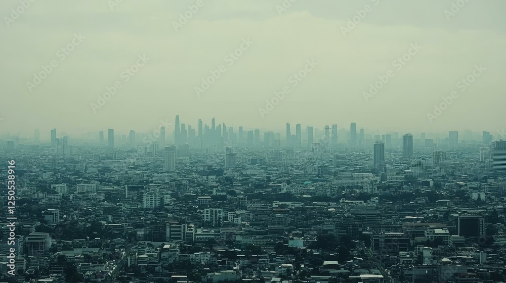 Canvas Prints Smoggy Cityscape Panorama