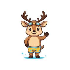 Cute Deer Cartoon Vector Icon Illustration Animal Education Isolated Flat VECTOR