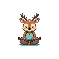Cute Deer Cartoon Vector Icon Illustration Animal Education Isolated Flat VECTOR