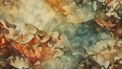 Abstract watercolor pattern with earthy tones and fluid shapes.