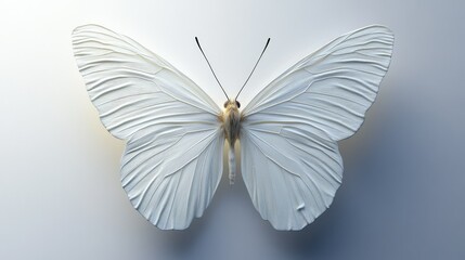 Fototapeta premium Close-up View of an Elegant White Butterfly on a Simple Background Showcasing Intricate Wing Patterns, Perfect for Nature and Minimalist Themes in Various Projects