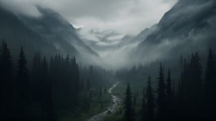 Nature's misty mountain pass