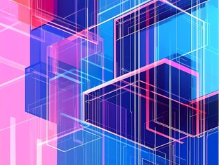 Fototapeta premium Overlapping geometric layers building interconnected productivity visuals