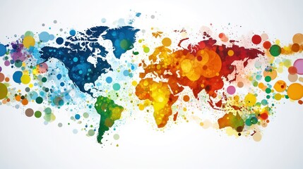 Fototapeta premium Colorful World Map Illustration with Abstract Circle Design and Global Concept