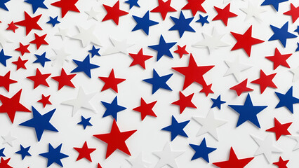Vibrant Blue, Red, and White Star Design on Clean White Background for Bold Impact