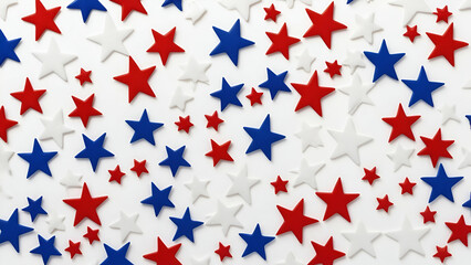 Vibrant Blue, Red, and White Star Design on Clean White Background for Bold Impact