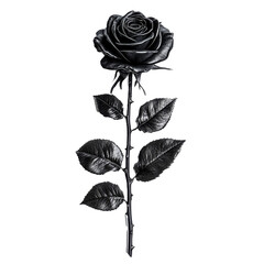 [Transparent Background PNG]Elegant Black Rose in Minimalist Style