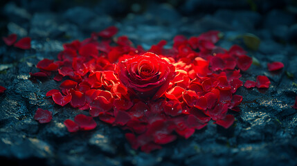 Heart-shaped rose petals