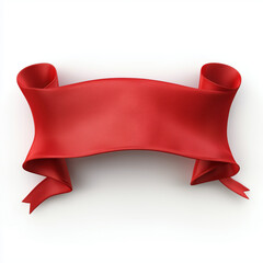 Elegant red banner with a curved design on a white background. Ideal for promotions, festive decorations, invitations, and sophisticated designs.