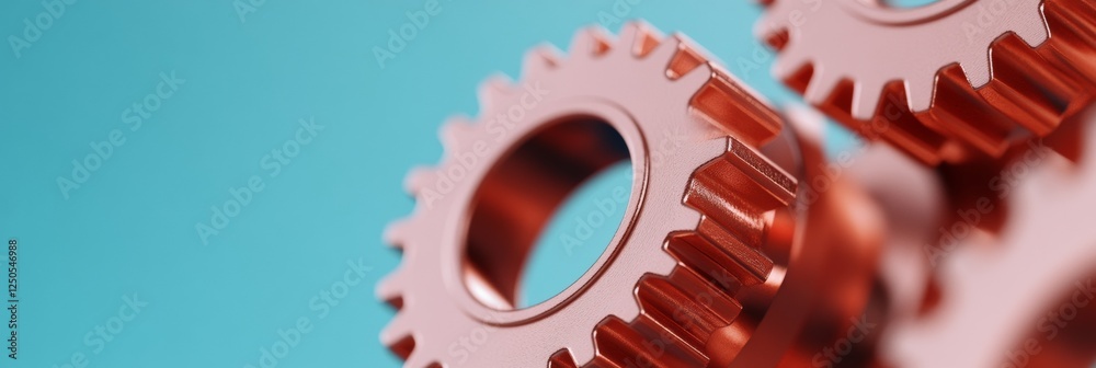 Poster contemporary metallic gear aesthetics precision copper components for industrial workflow enhancemen