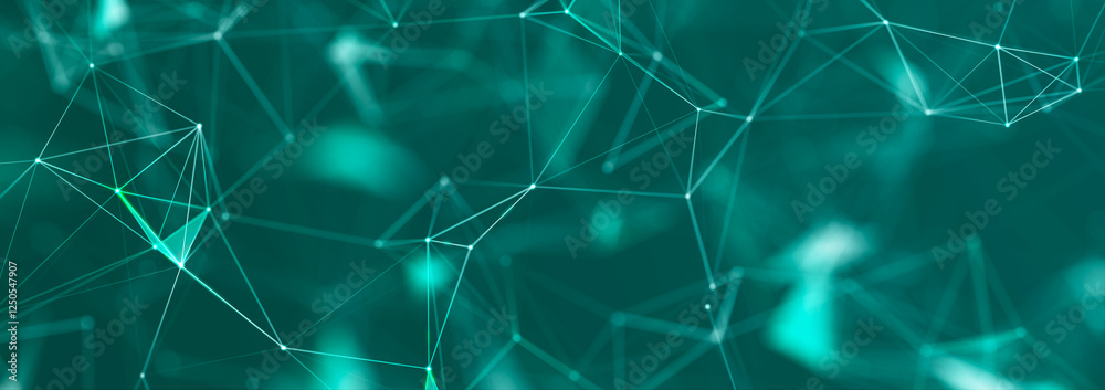 Poster abstract polygonal space with dots and lines. connection science background. triangular business wal