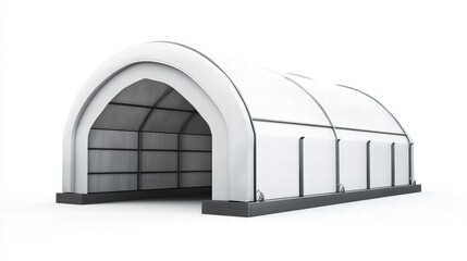 Industrial Archway: A modern industrial structure with an arched entrance, showcasing architectural design and the use of durable materials, perfect for various industrial applications.