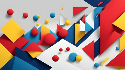 Abstract composition of geometric shapes in vibrant colors creating a dynamic visual effect.